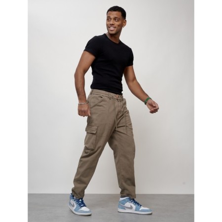 Cargo jeans male, size 52, beige color-8