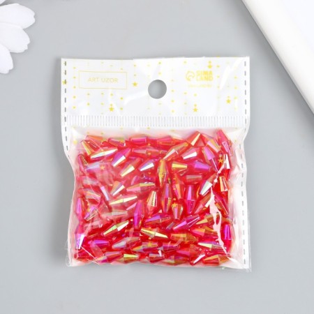 Beads for creativity Plastic "Rhombus Crystal Red Hologography" set 20 grams 0.6x0.6x1.2 cm 989630-3