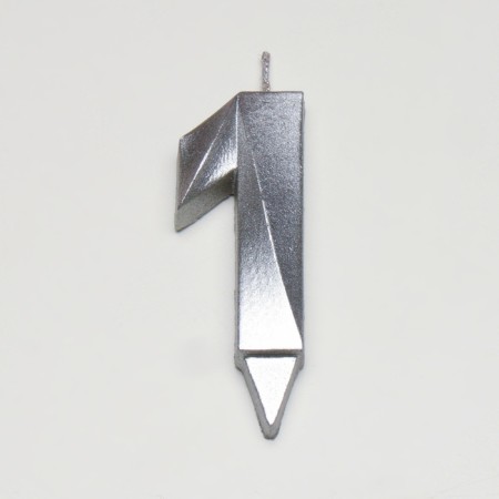 Candle in the cake "Grani + Fountain", number "1", silver metallic, 6.5 cm-2