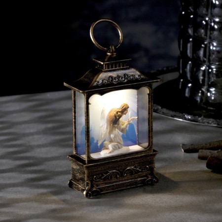LED figure "Lantern with an angel" 7.6 × 13.5 × 3.2 cm, plastic, batteries AG13x3, glow warm white