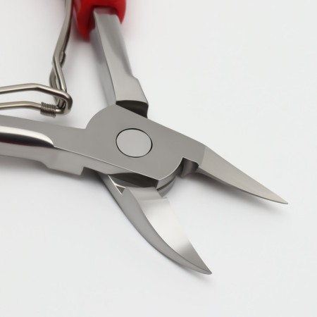 Pigitan nippers with a hidden spring, with a plastic handle, curved blade, 13 cm, blade length - 17 mm, silver/red color-5
