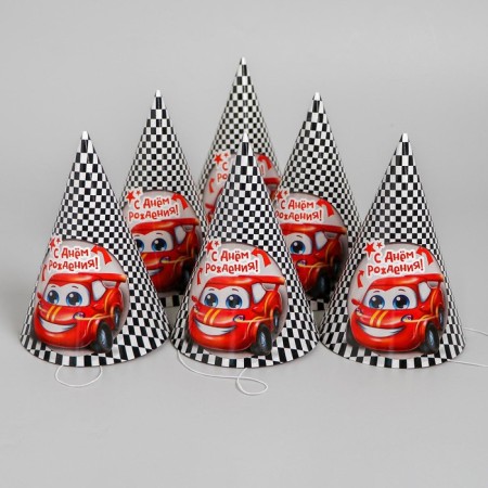 Paper cap “Happy birthday”, car, set of 6 pcs.-3