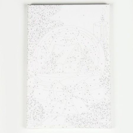 New Year's picture on numbers on a canvas with a subframe and a new year! Snowball ", 20 x 30 cm-1