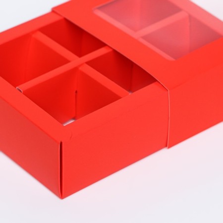 Box for sweets 6 pcs, scarlet, 13.7 x 9.85 x 3.86 cm-3