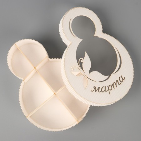Gift box, confectionery packaging "March 8" White, 22 x 16 x 5 cm-2