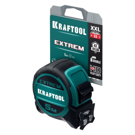 Roulette Kraftool Extrem 34127-5, with an excess of a wide canvas, 5 m x 32 mm-7