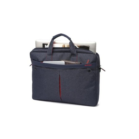 Business bag, lightning department, external pocket, mount on the suitcase, blue color-5