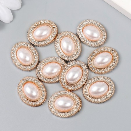 Decor for creativity plastic, rhinestones "Pearl oval" set of 10 pcs 2x2.3 cm-2
