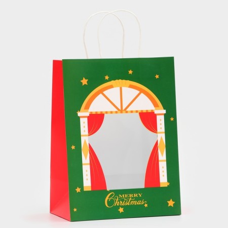 Gift package with the window "Theater" 30 x 22 x 14 cm, green-1