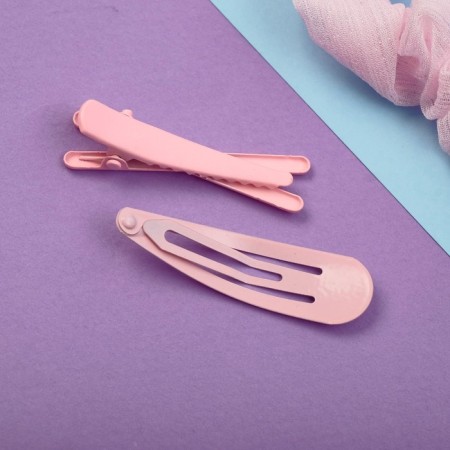 Hair Set "Militsa" 4 pcs (invisible 2 pcs - 5 cm, elastic band 2 pcs) classic, pink-2
