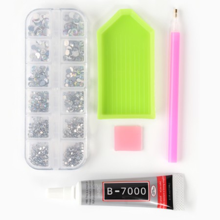 Basic set for inlaid with rhinestones, white color AB, size from 1.5-6 mm-1