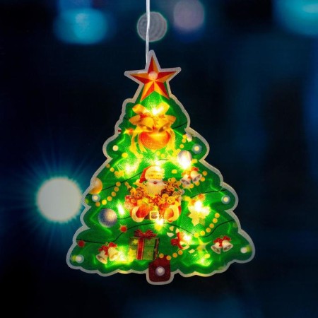 LED figure on the suction cup “Christmas tree” 16 × 20 cm, plastic, batteries AAAX3 (not in the kit), glow warm white-2