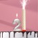 Candle in the cake "Face + Fountain", number "2", silver metallic, 6.5 cm