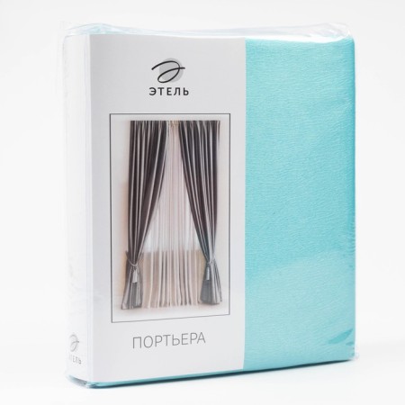 Curtain curtain "Ethel" width 200 cm, height 250 cm, turquoise color, glossy-3