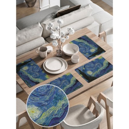 A set of napkins for setting the Star Night table, rectangular, rounded edges, size 30x46 cm, 4 pcs-1