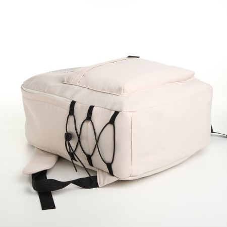 School backpack of textiles on a zipper, 3 pockets, white color-4