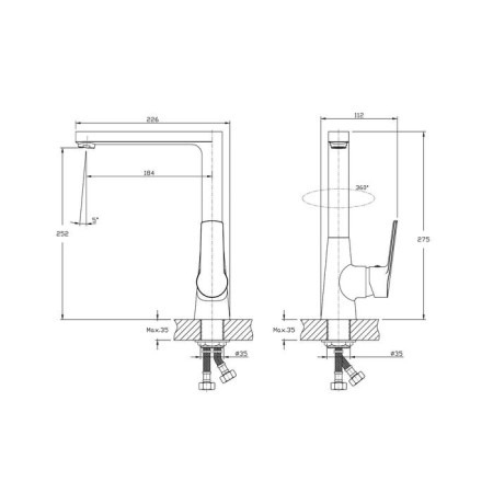 Kitchen mixer Rush Balearic BA3935-23, single-leaf, chrome-1