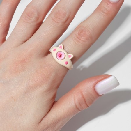 Ring "Montrustrik" cat, pink color, dimensionless-2