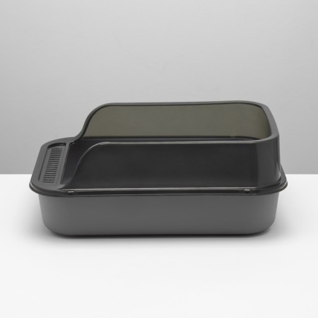 Toilet with transparent sides with a scoop and filter, 40 x 28 x 16 cm, gray-6