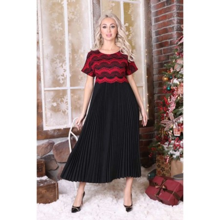 Female dress, size 42, black color, burgundy-4