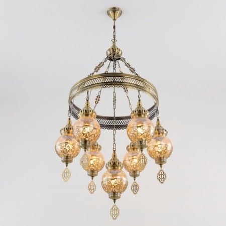 Suspended chandelier Citilux "Cairo" CL419163, 56x56x100 cm, 7x75W, e27, brown color-1