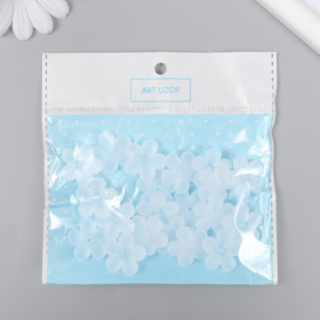 Beads for creativity plastic "White Flower" set 20 pcs 2.2x2.2 cm-3