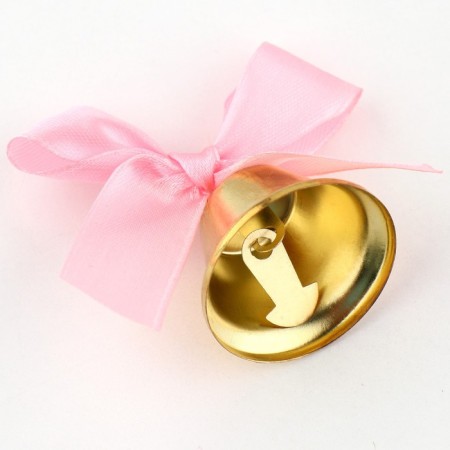 A bell on a pin with a bow for graduation, pink, d = 3.6 cm-2