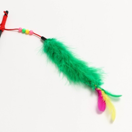 Domestico-pitch with feathers, downy tail and beads, green-2