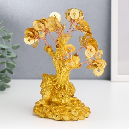 Bonsai Cash tree "Golden toad on coins" 90 coins 18.5x18x9.5 cm-2
