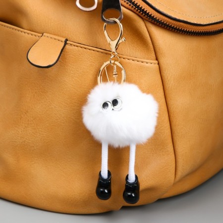 Fluffy on a ring with a carbine "A weirdo with long legs in the boots" White