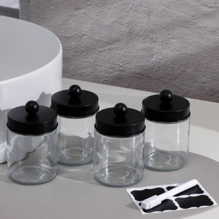A set of baths for a bathroom, 4 pcs 270 ml, glass, black color-1