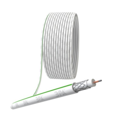 Coaxial cable SAT 703 b, 75 Ohms, CCS/(braid AL, 75%), PVC, white color, Bay 50 m, Simple