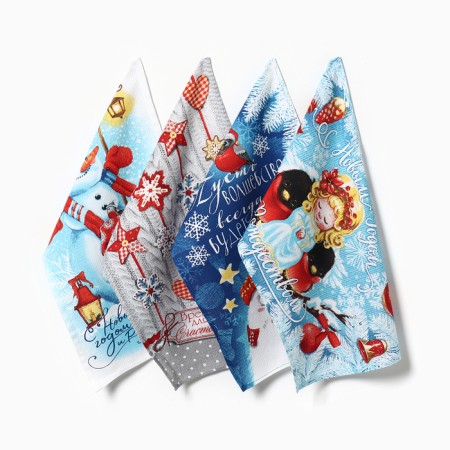 A set of kitchen towels "Dolyana" with a new happiness 35x60cm-4pcs, 100% cotton-1