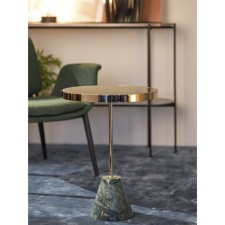 Coffee table Kaya, 408 × 408 × 530 mm, golden / green color