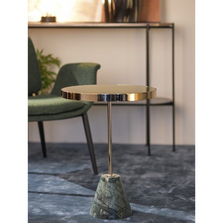 Coffee table Kaya, 408 × 408 × 530 mm, golden / green color