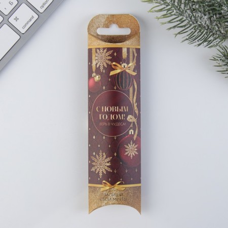Plastic pen with embossing "Happy New Year! Believe in miracles! ”, Blue pasta-3