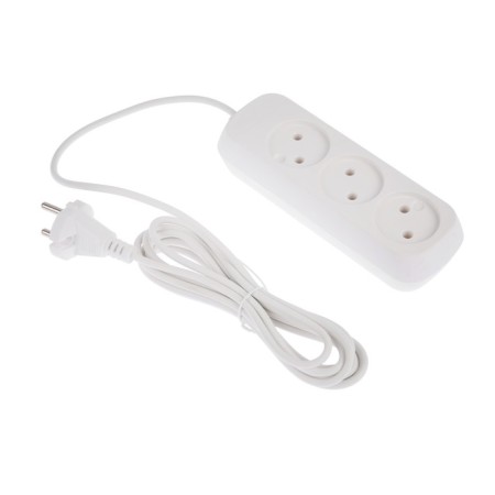 Extension cord 3 sockets, 3 m, 10 A, 2200 W, PVS 2x0.75 mm2, without salary, white-2