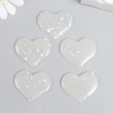 Decor for creativity plastic "Brilliant heart" white 3.1x3.7 cm-2