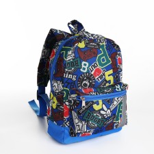 Baby backpack on lightning, external pocket, reflective strip, blue color