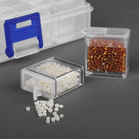 A set of jars for needlework, 24 pcs, 1.3 × 2.7 × 2.8 cm, in a container, 13 × 10 × 3.5 cm, the color is transparent-1
