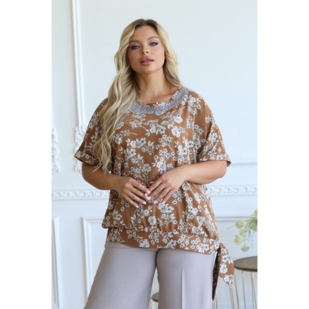 Female blouse, size 56, beige color-2