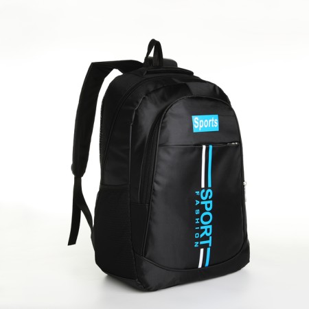Youth backpack on a zipper, 4 pockets, black/blue color-2