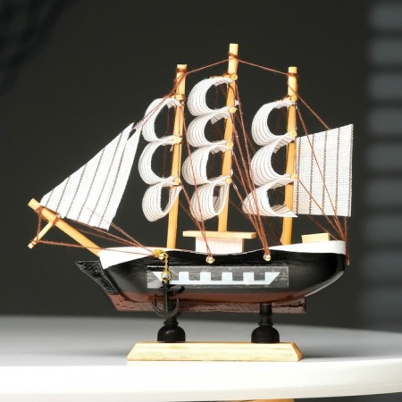 Souvenir Small Small Small "Pharaoh", black sides, cabins, 3 masts, white sails in stripes-6