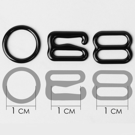 Metal straps: hooks, rings, regulators, 10 mm, black color-4
