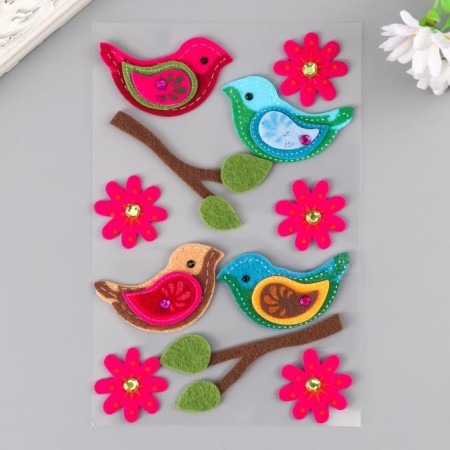 Stickers made of felt "bird" (set of 11 pcs) assorted