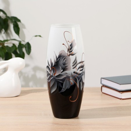 Vase "Black and white rose" D-7.5x11x26 cm