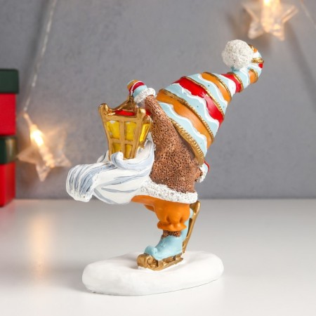 Polystone souvenir "Grandfather Frost on mini-bumps with a flashlight" 13.5x5x11.5 cm-4