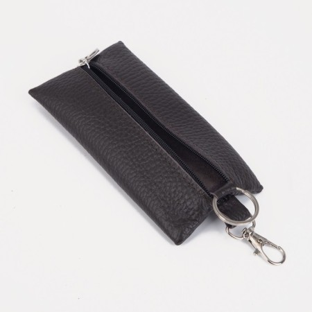 Key of zipper, length 13 cm, metal ring, brown color-1