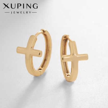 Cooping earrings Xuping Round Cross, Color Gold, D = 2 cm