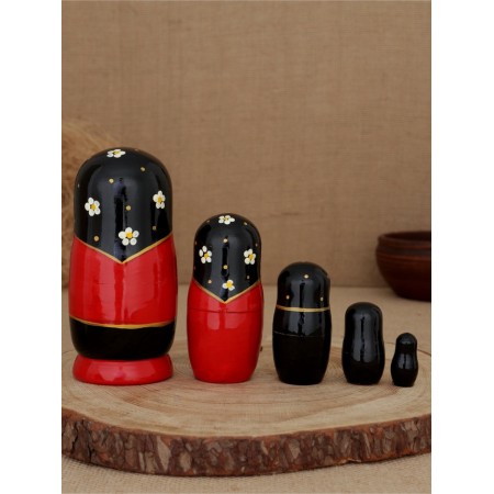 Nesting doll "forget -me -not black scarf" 5 puppet-1